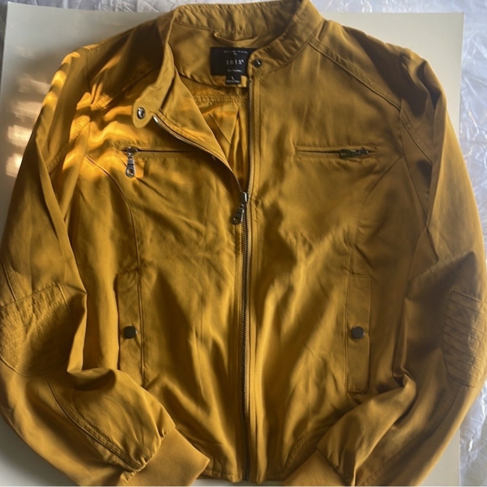 Mustard suede bomber jacket Large NEW